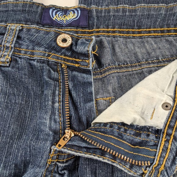 Angels Womens Zipper Fly Straight Leg Dark Wash Blue Jeans 7 - Picture 5 of 11